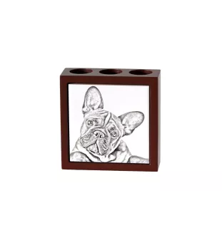 Buldog francuski stojak na długopisy z koniem Art-Dog