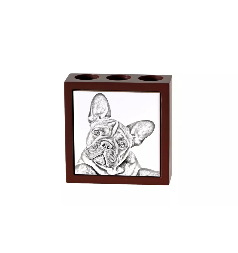 French Bulldog, Frenchie - pen holder with a dog, desk organizer with a print, personalized desk decoration from the Art-Dog brand.