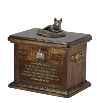 Bull Terrier, Bully V - urn for dog ashes, urn with a statuette, personalized urn for dog ashes by Art-Dog brand