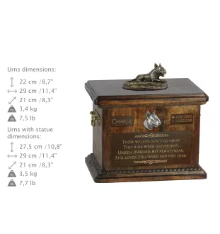 Bull Terrier VI - urn for dog ashes, urn with a statuette, personalized urn for dog ashes by Art-Dog brand