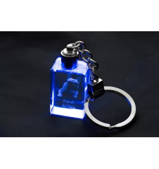 French Bulldog, Frenchie - Crystal key ring with dog photo, illuminated key ring, unique gift by Art-Dog brand