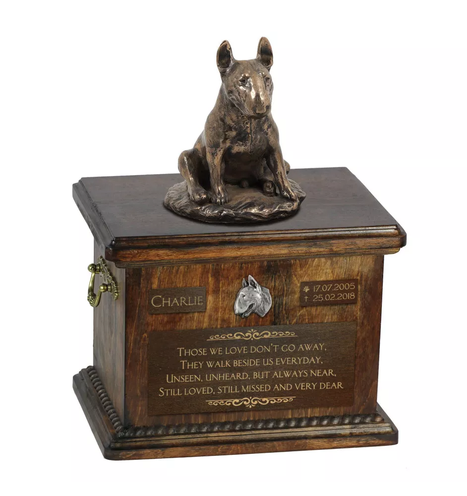 Bull Terrier IX - urne pour les cendres de chien, urne avec une statuette, urne personnalisée pour les cendres de chien de la marque Art-Dog