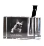 Bouledogue français - Porte-stylos, organiseur en cristal avec photo de chien, décoration de bureau unique par la marque Art-Dog