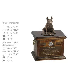 Bull Terrier X - Eine Urne für die Asche eines Hundes, eine Urne mit einer Statue, eine personalisierte Hundeurne von der Marke Art-Dog.