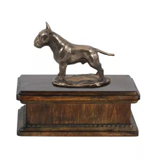 Bull Terrier, Bully IV - urn for dog ashes, classic urn with a statuette, elegant urn with a dog by Art-Dog brand