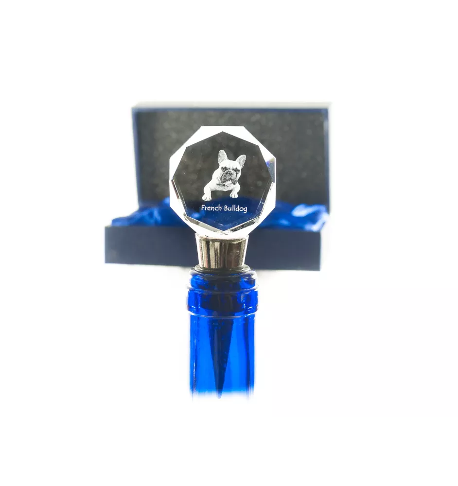 Französische Bulldogge - Flaschenverschluss, Weinverschluss aus Kristall mit Foto, personalisiertes Geschenk für Barkeeper der Marke Art-Dog