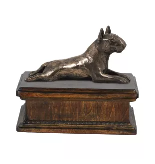Bull Terrier, Bully - urn for dog ashes, classic urn with a statuette, elegant urn with a dog by Art-Dog brand