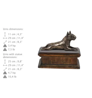 Bull Terrier, Bullterrier - Hund Ascheurne, klassische Urne mit Statue, elegante Urne mit Hund von der Marke Art-Dog