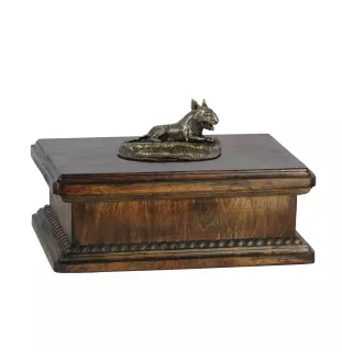 Bulterier drewniana niska urna Art-Dog