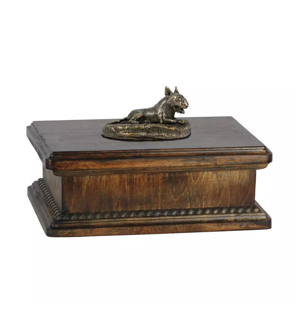 Bulterier drewniana niska urna Art-Dog