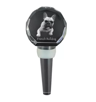 French Bulldog, Frenchie - Crystal bottle stopper, unique wine stopper with photo, personalised gift for sommelier by Art-Dog brand
