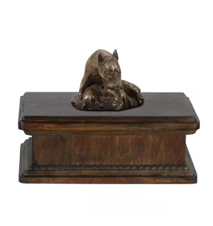 Bulterier drewniana niska urna Art-Dog