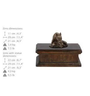 Bull Terrier, Bully V - urn for dog ashes, classic urn with a statuette, elegant urn with a dog by Art-Dog brand