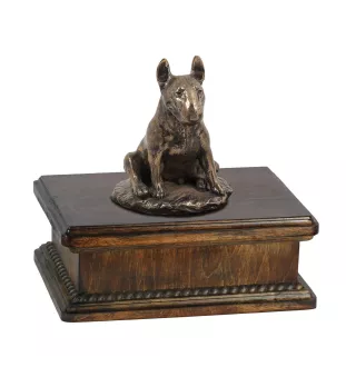 Bull Terrier, Bullterrier III - Hund Ascheurne, klassische Urne mit Statue, elegante Urne mit Hund von der Marke Art-Dog