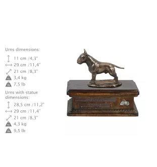 Bull Terrier, Bully - urn for dog ashes, personalized urn with a statue, wooden urn with a dog by Art-Dog brand