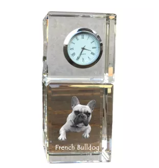 Bouledogue français - montre en cristal avec photo, photo de chien dans un cristal, horloge de bureau personnalisée de la marque Art-Dog
