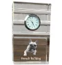 French Bulldog, Frenchie - glass clock with a photo, photo of a dog in crystal, personalized standing office clock by Art-Dog brand