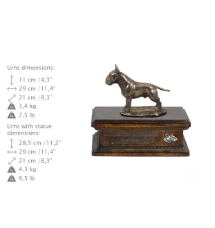Bull Terrier, Bully I - urn for dog ashes, personalized urn with a statue, wooden urn with a dog by Art-Dog brand