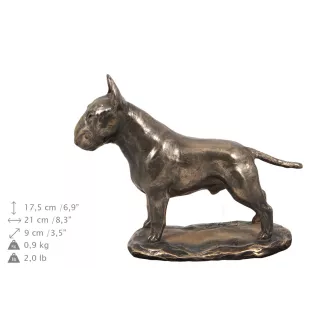 Bulterier drewniana urna niska z podobizną Art-Dog