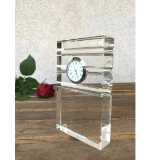 Bouledogue français - une horloge en verre avec une photo, une photo de chien dans un cristal, une horloge de bureau personnalisée de la marque Art-Dog