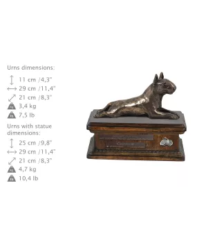 Bull Terrier, Bullterrier III urne in Hundeasche, personalisierte Urne mit Statue, Holzurne mit Hund von Art-Dog