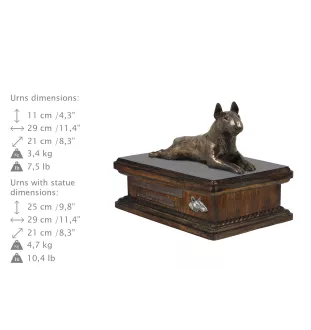 Bull Terrier, Bully IV - urn for dog ashes, personalized urn with a statue, wooden urn with a dog by Art-Dog brand