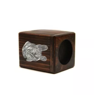 French Bulldog, Frenchie I - wooden candle holder with a dog, a unique souvenir after losing a dog, a handicraft from the Art-Dog brand