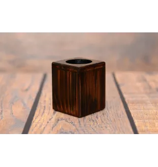 Bouledogue français I - bougeoir en bois avec un chien, un souvenir unique après la perte d'un chien, une œuvre artisanale de la marque Art-Dog