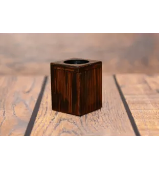 French Bulldog, Frenchie I - wooden candle holder with a dog, a unique souvenir after losing a dog, a handicraft from the Art-Dog brand