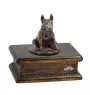 Bull Terrier X - urn for dog ashes, personalized urn with a statue, wooden urn with a dog by Art-Dog brand