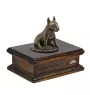 Bull Terrier X - urn for dog ashes, personalized urn with a statue, wooden urn with a dog by Art-Dog brand