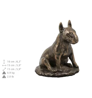 Bull Terrier X - urn for dog ashes, personalized urn with a statue, wooden urn with a dog by Art-Dog brand