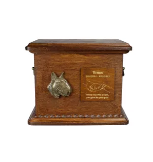 Bull Terrier, Bullterrier Personalisierte Hundeurne mit Gravur und Relief, Erinnerungsbox für Hundeknochen von der Marke Art-Dog