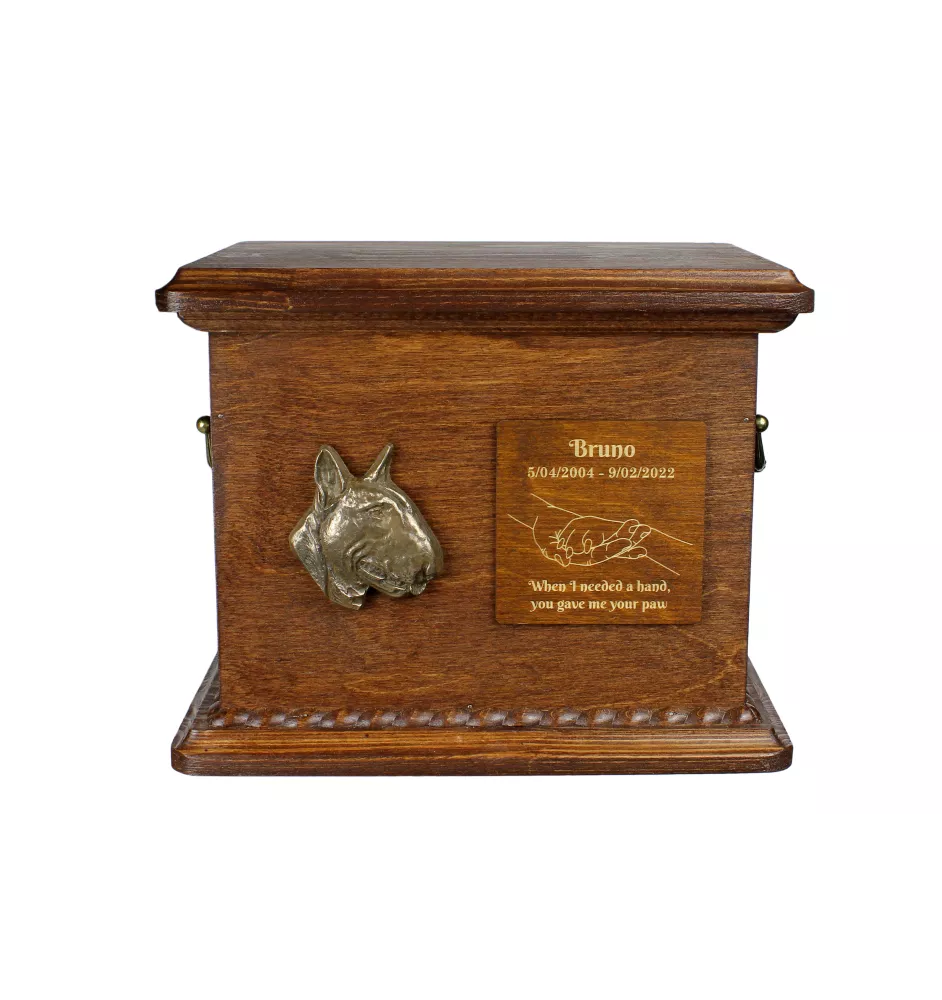 Bull Terrier - urne pour les cendres de chien, urne personnalisée avec une gravure et un bas-relief, boîte commémorative pour les cendres de chien de la marque Art-Dog