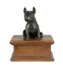 Bull Terrier, Bullterrier - Eine Urne für die Asche eines Hundes mit einer Statue, eine personalisierte hölzerne Urne, eine kleine Urne für Hundeschnuppen der Marke Art-Dog.