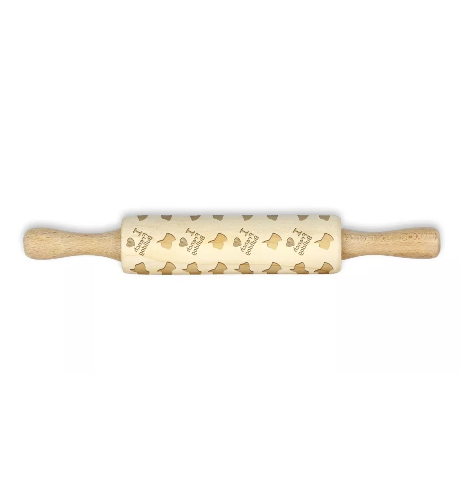 French Bulldog, Frenchie - small rolling pin with a dog pattern, a rolling pin for children's dough, decorating ceramic clay by Art-Dog brand