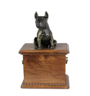 Bull Terrier, Bullterrier - Hund Ascheurne, Holzurne mit Hundesilhouette, klassische Hund Ascheurne von der Marke Art-Dog