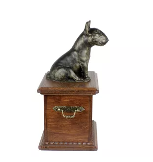 Bulterier urna z siedzącą figurką Art-Dog