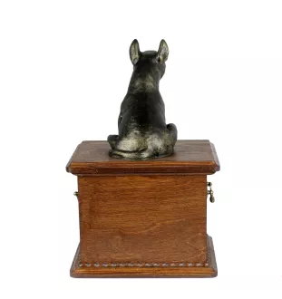 Bulterier urna z siedzącą figurką Art-Dog