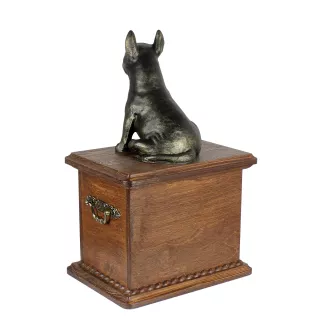 Bull Terrier, Bully - urn for dog ashes, wooden urn with a dog silhouette, classic urn for dog ashes by Art-Dog brand