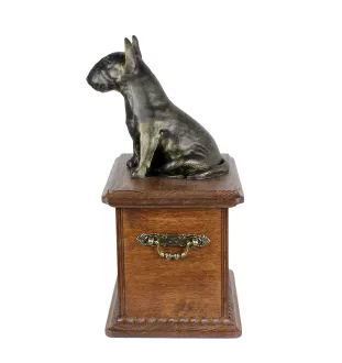 Bull Terrier, Bully - urn for dog ashes, wooden urn with a dog silhouette, classic urn for dog ashes by Art-Dog brand