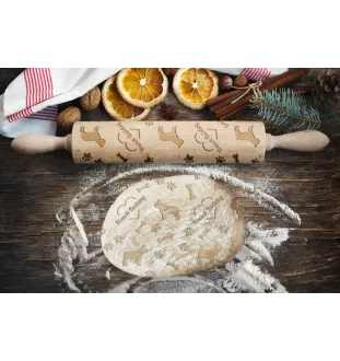 French Bulldog, Frenchie - rolling pin with a dog, decorating cookies with a rolling pin in patterns, a gift for the ceramicist of the Art-Dog brand