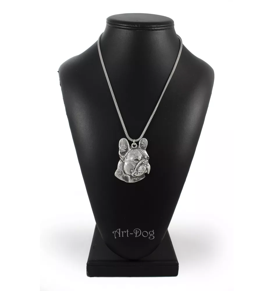 Französische Bulldogge I - Halskette mit Hund, Hundeanhänger an einer silbernen Kette, einzigartiger Schmuck der Marke Art-Dog