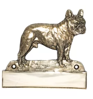 Bouledogue français - plaque d'adresse avec chien, plaque de nom en laiton, plaque de porte personnalisée avec le nom de la marque Art-Dog
