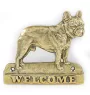 Bouledogue français - une plaque de porte avec un chien, une plaque de bienvenue en laiton, une enseigne exceptionnelle avec l'inscription Welcome de la marque Art-Dog