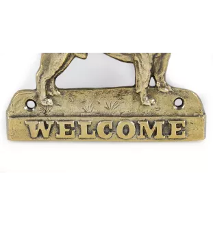 French Bulldog, Frenchie - a door sign with a dog, a brass welcome plaque, a unique sign with the inscription Welcome from the Art-Dog brand