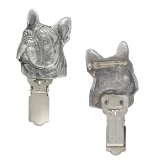 Bouledogue français - broche avec pince, support pour numéro de départ, épingle argentée pour exposition de chiens de la marque Art-Dog