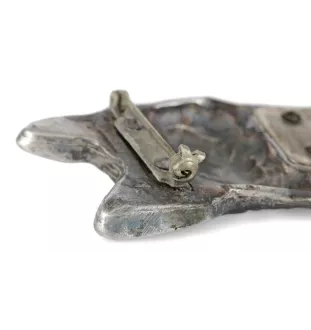 French Bulldog, Frenchie - brooch with a clip, holder for a start number, silver-plated dog show pin from the Art-Dog brand
