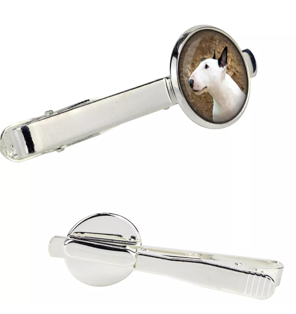 Bull Terrier - pince à cravate dans une boîte, cravate élégante, bijoux personnalisés de la marque Art-Dog