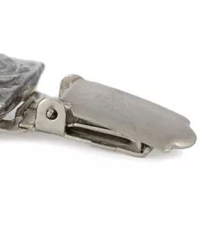 Französische Bulldogge - Brosche mit Clip, Startnummernhalter, versilberte Anstecknadel für Hundeausstellungen der Marke Art-Dog